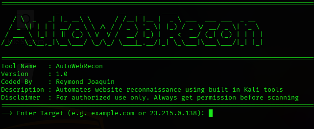 AutoWebRecon Screenshot